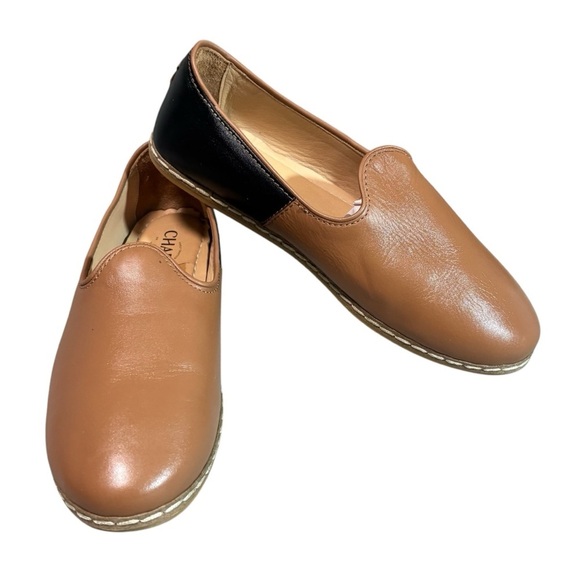CHARIX - CAMEL BLACK SLIP ONS SHOES LOAFERS - HANDMADE FLATS - size 41.5 - Picture 4 of 14